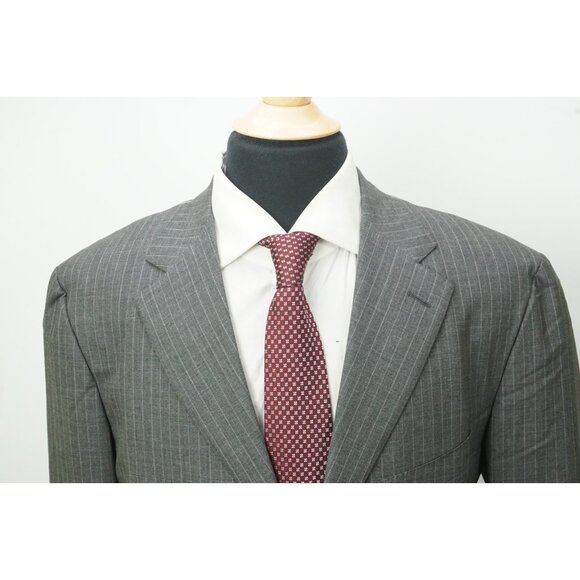Isaia Sirio Gray Striped Sciammeria Wool 2 Pc Suit Jacket Pants Sz 42R Brand New - Picture 2 of 11
